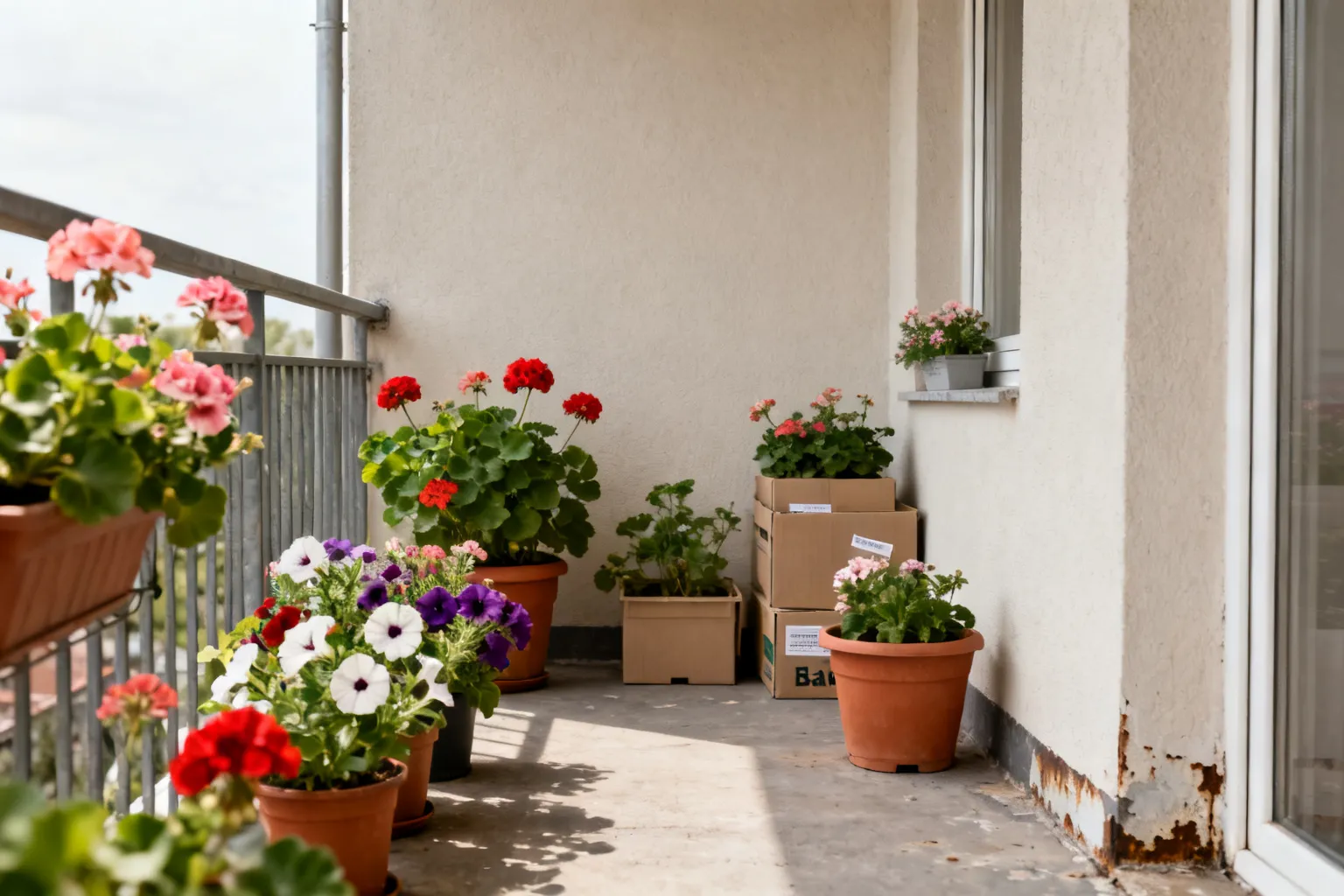 Kwiaty na balkon i taras: wybór i pielęgnacja pelargonii, petunii, surfinii i bakopy