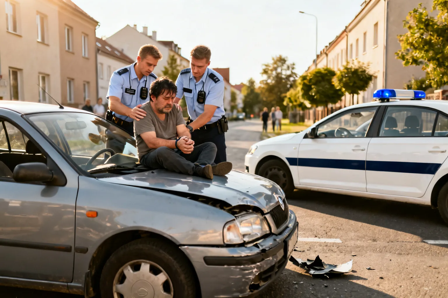 Policjanci poza służbą zablokowali pijanego kierowcę na rondzie w Bełchatowie